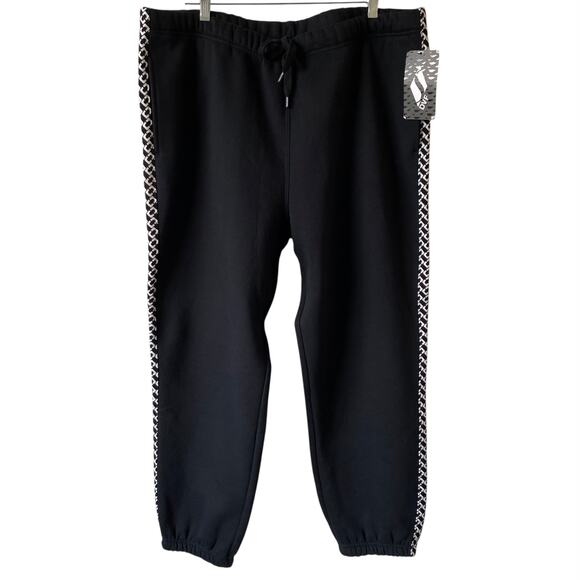 NEW SKETCHERS DVF COLLECTION Chainlink Jogger Sweatpants 2X Black Heavyweight - Picture 2 of 6